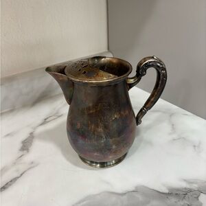 Vintage Silver-Toned Creamer Pitcher - Iridescent Tarnish
